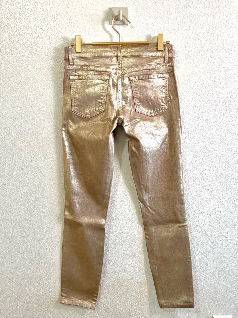 Rich & Skinny Metallic Gold Coated Skinny Jeans